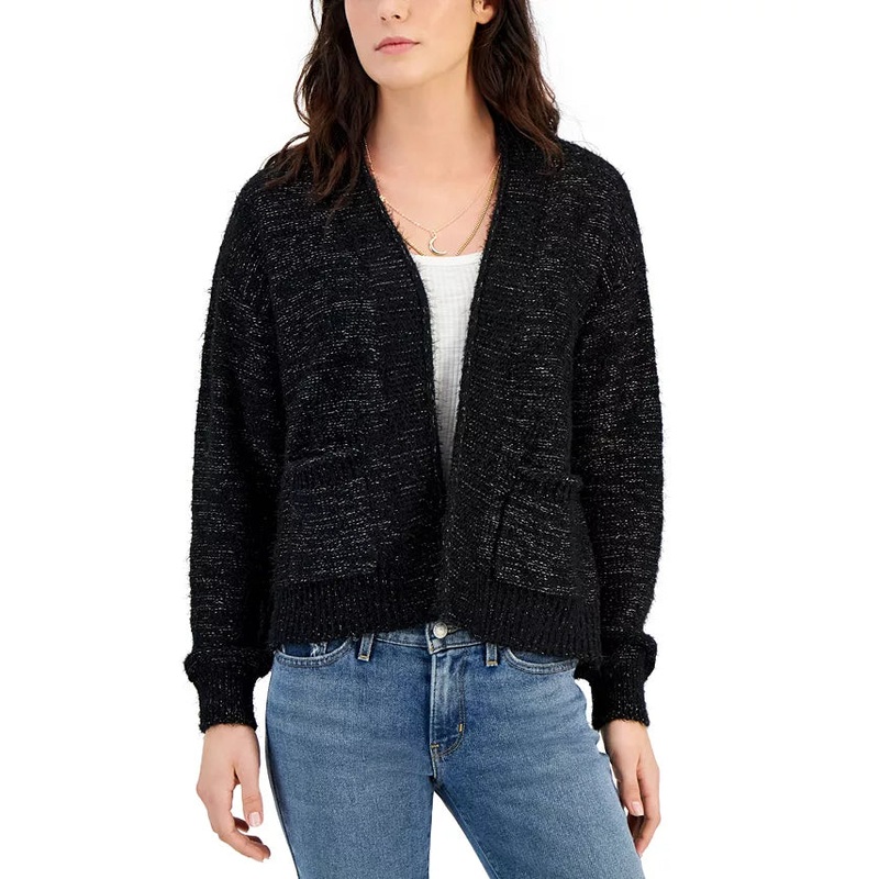 Hooked Up Women’s Black Gold Open Front  Cardigan  |Hooked Up In Lebanon