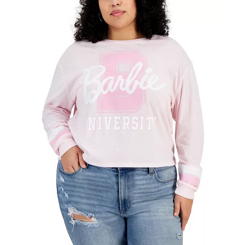 Love Tribe Women’s Pink Trendy Long-Sleeve Barbie University Tee Sweatshirt | Love Tribe In Lebanon
