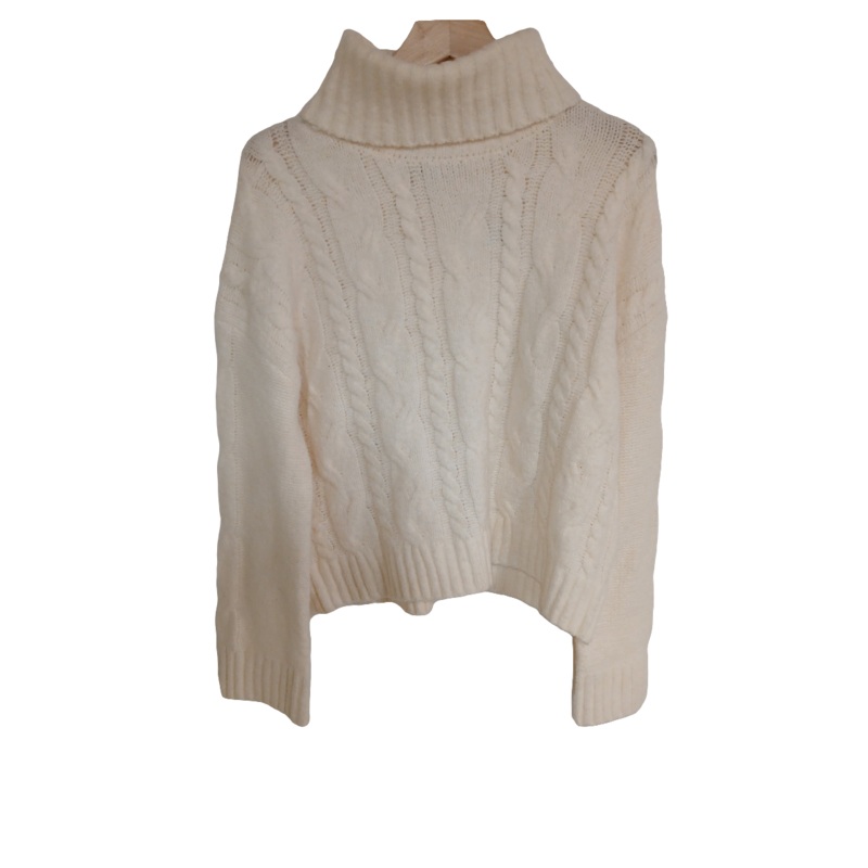 Pink Rose Women’s White Cable Knit Turtleneck Pullover Blouse | Pink Rose In Lebanon