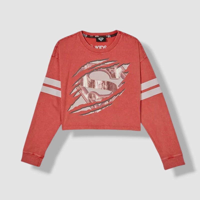 Cotton On Girl’s Red License Cropped Long Sleeve Sweatshirt | Cotton On In Lebanon