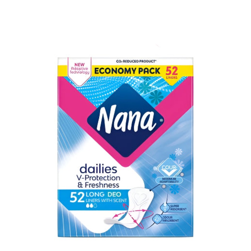 Nana Dailies V-Proection & Freshness Long Deo Liners With Scent 52 Pads | Nana In Lebanon