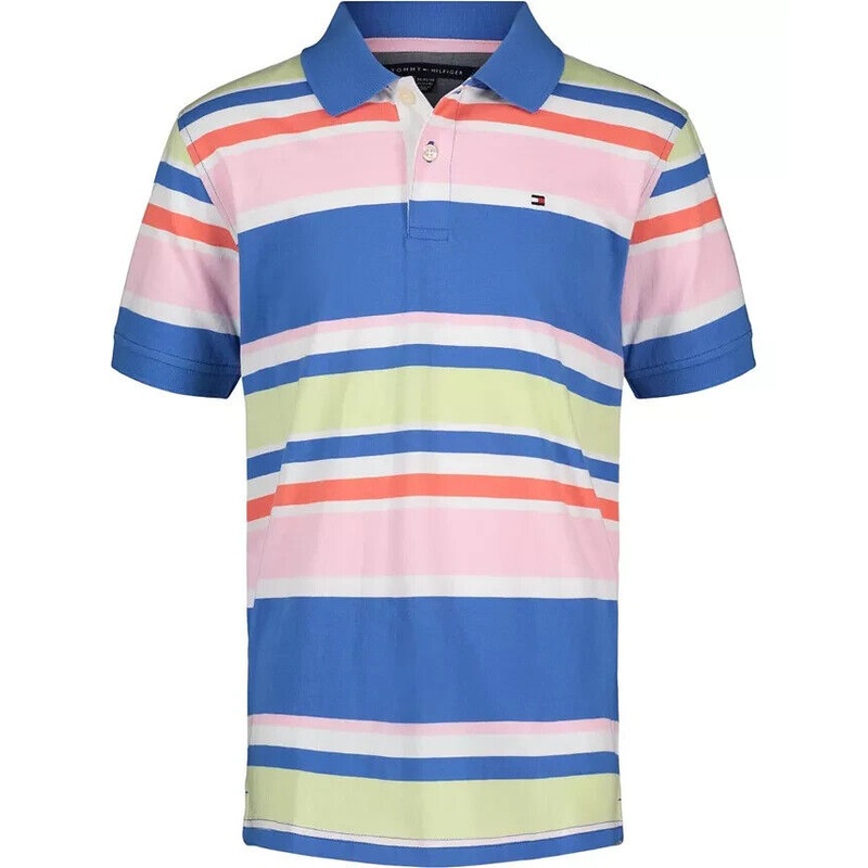 Tommy Hilfiger Boy’s Blue Striped Signature Logo Polo Shirt |Tommy Hilfiger In Lebanon