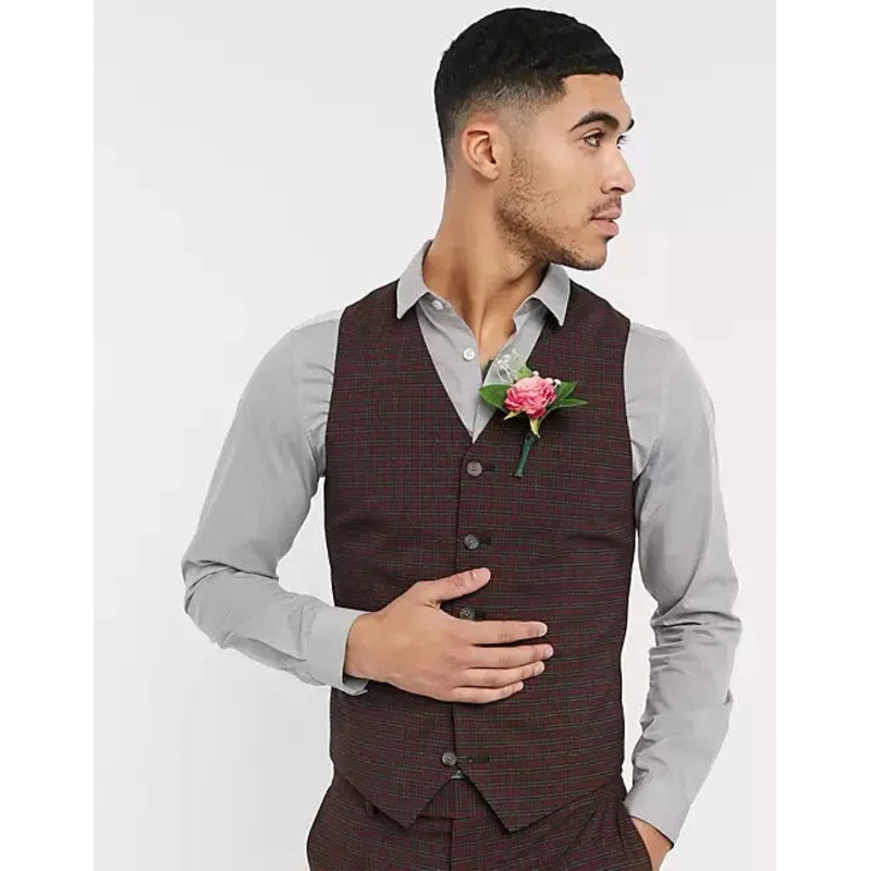 ASOS Design Men’s Burgundy Checkered Vest | ASOS Design In Lebanon