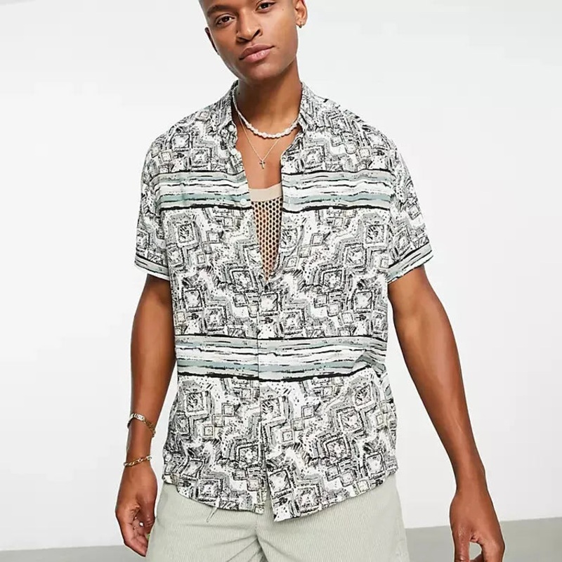 ASOS Design Men’s Multicolor Printed Short Sleeves Shirt | ASOS Design In Lebanon