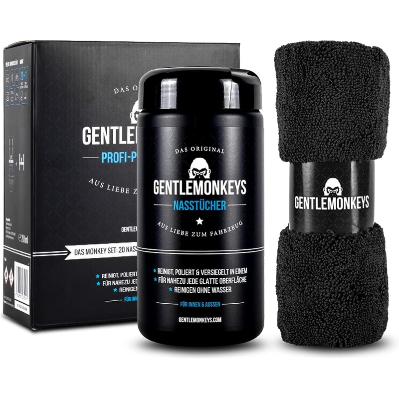 Gentlemonkeys Professional Care Set (20 wet wipes + 1 microfiber cloth) | Gentlemonkeys In Lebanon