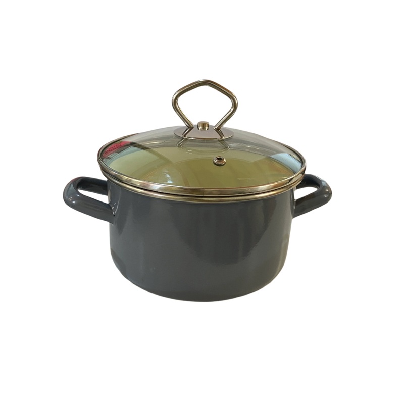 Kruger Grey Enamel Pot With Glass Lid 16cm 1,8 Liter| Kruger In Lebanon