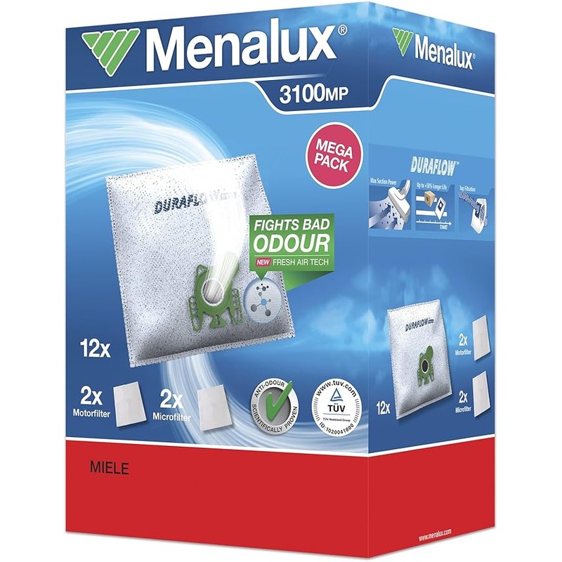 Menalux 3100 MP 12 x Vacuum Cleaner Bags with 2 Micro Filters | Menalux In Lebanon