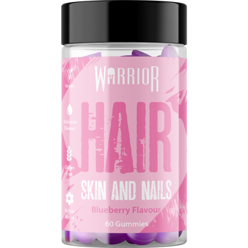 Warrior Hair Skin and Nails Blueberry Flavour Gummies 60Pcs