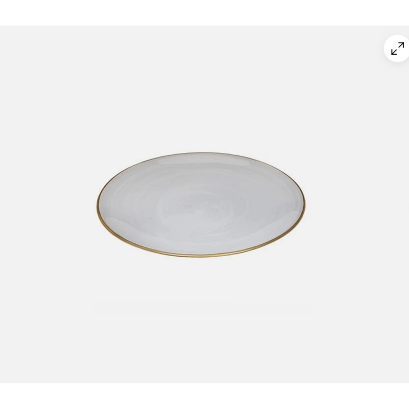 Hinox White & Gold Round Shape Flat Dinner Plate U-8  | Hinox In Lebanon