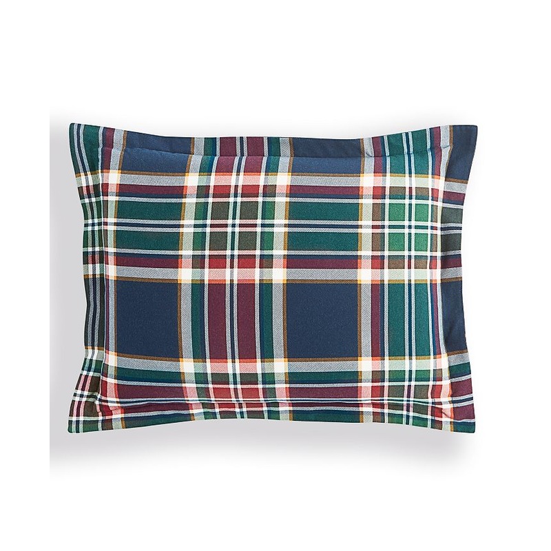 Martha Stewart Collection Holiday Flannel Navy Plaid Sta Blue Plaid Standard Sham ABT66 shr