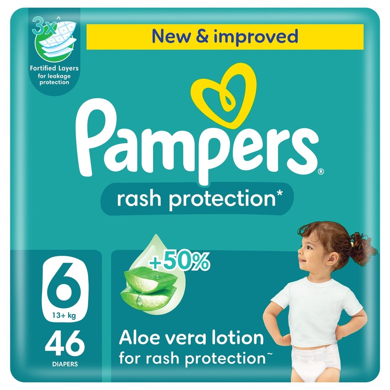 Pampers Rash Protection Taped Diapers Size 6 (13+ kg) 46 Diapers | Pampers  In Lebanon