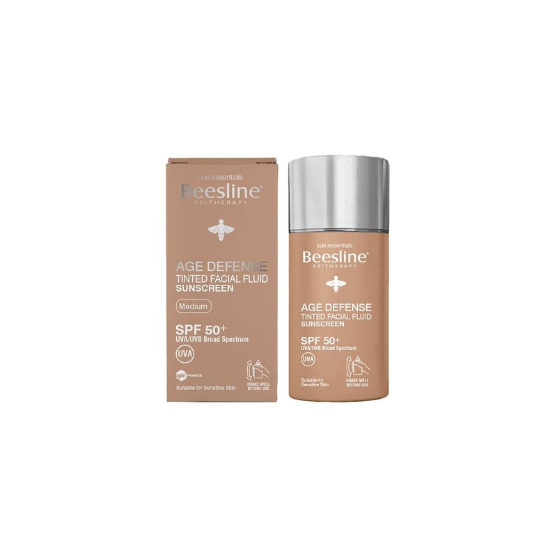 Beesline Age Defense Tinted Facial Fluid Sunscreen Medium SPF 50+ 40ml | Beesline In Lebanon