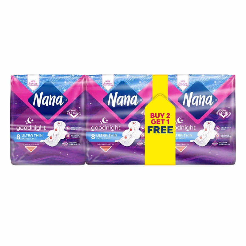 Nana Ultra Thin Good Night 8 Pads 2+1Free | Nana In Lebanon