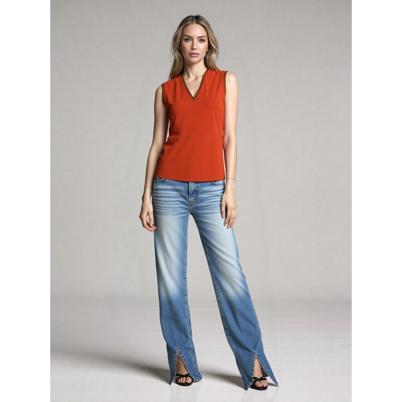 Zara Women’s Brown V-Neck Blouse |Zara in Lebanon