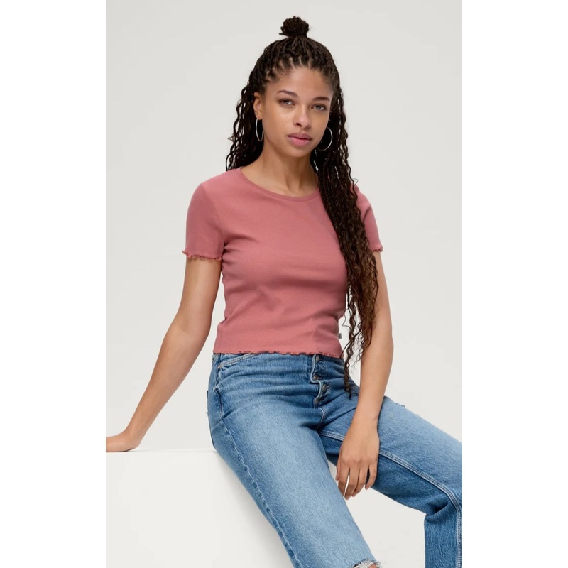 Epic Threads Big Girl’s Slate Rose Lettuce Edge Ribbed Short-Sleeve T-Shirt | Epic Threads In Lebanon