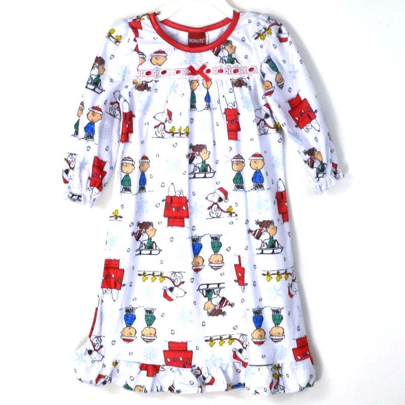 Peanuts Girl’s Multicolor Brushed Jersey Winter Holiday Sleep Dress | Peanuts In Lebanon