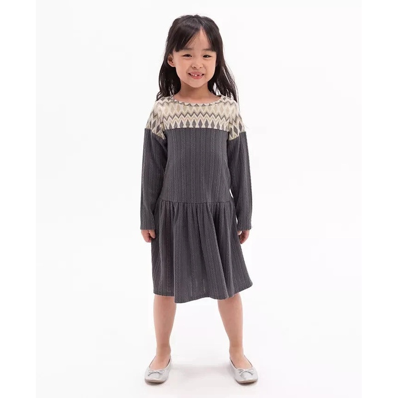 Rare Editions Toddler Girl’s Gray Drop Waist Rib Knit Dress | Rare Editions In Lebanon