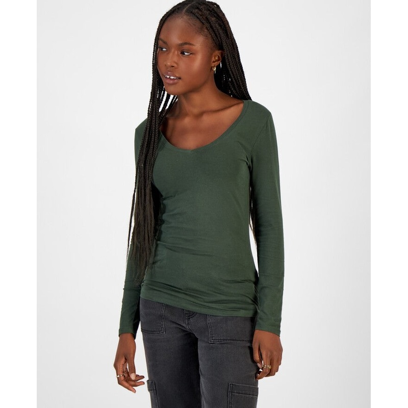 Aveto Women’s Khaki Green Plus Size V Neck Long Sleeve Blouse | Aveto In Lebanon