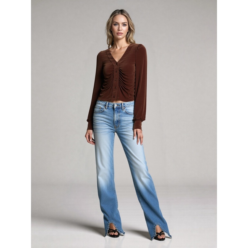 Crave Fame Women’s Brown Long-Sleeve Blouse |Crave Fame In Lebanon