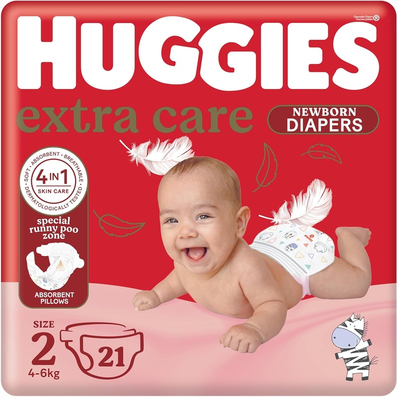 Huggies Extra Care 21 Diaper Size 2 (4-6 KG) 15% Off