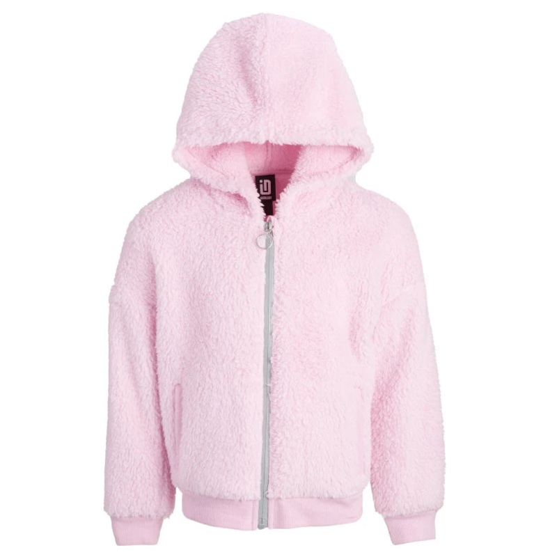 ID Ideology Girl’s Pink Solid Faux Sherpa Hooded Jacket | ID Ideology In Lebanon