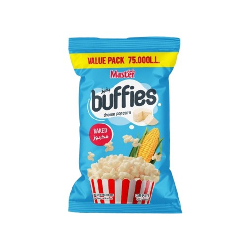 Master Baked Buffies Cheese Pop Corn Flavor 130g | Master In Lebanon