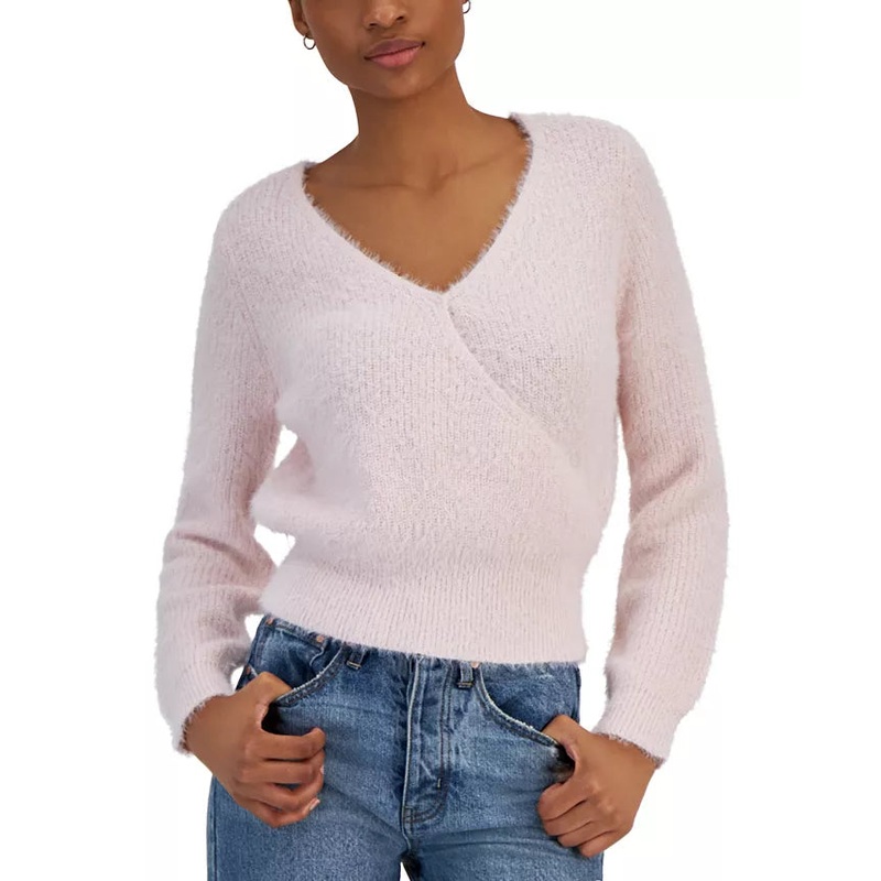 Planet Heart Women’s Pink Surplice V Neck Long Sleeve Blouse |Planet Heart In Lebanon