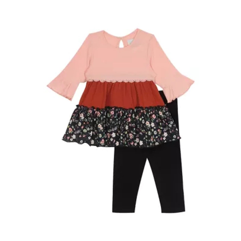 Rare Editions Baby Girl’s Printed Tiered Top & Legging Set | Rare Editions In Lebanon