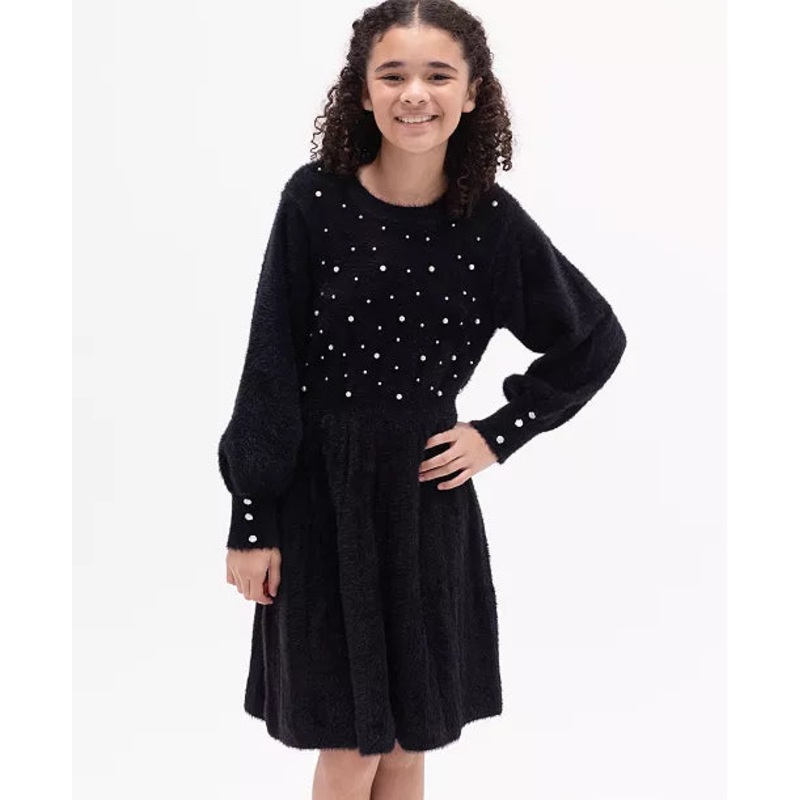 Rare Editions Girl’s Black Imitation-Pearl Embellished Dress |Rare Editions In Lebanon