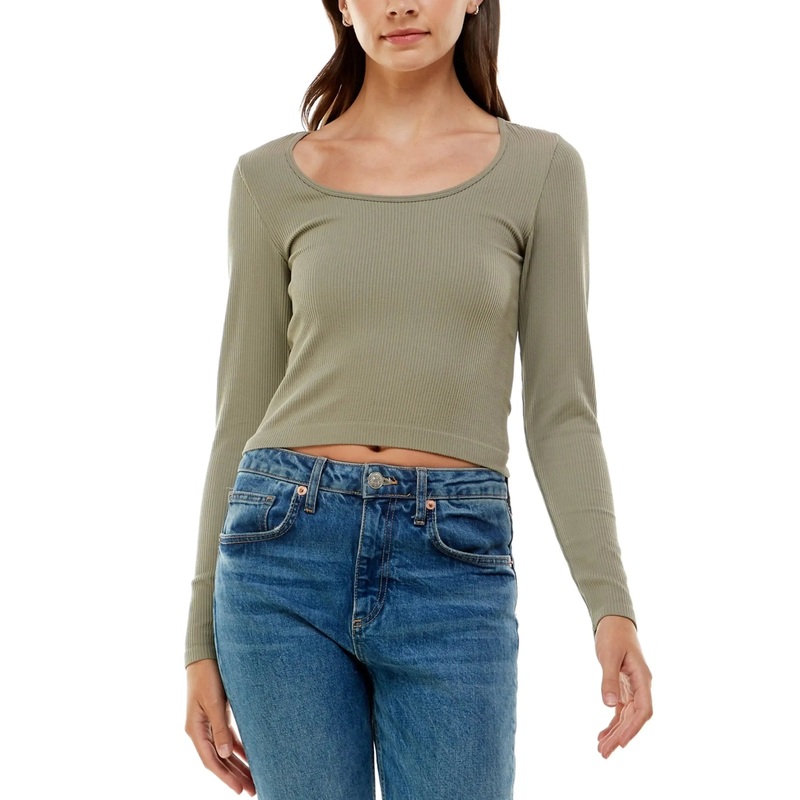 Ultra Flirt Women’s Light Olive Scoop Neck Blouse |Ultra Flirt In Lebanon