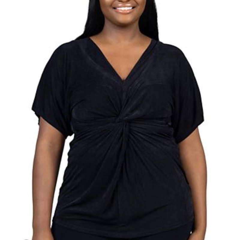 Vince Camuto Women’s Black V-Neck Short Sleeve Blouse | Vince Camuto In Lebanon