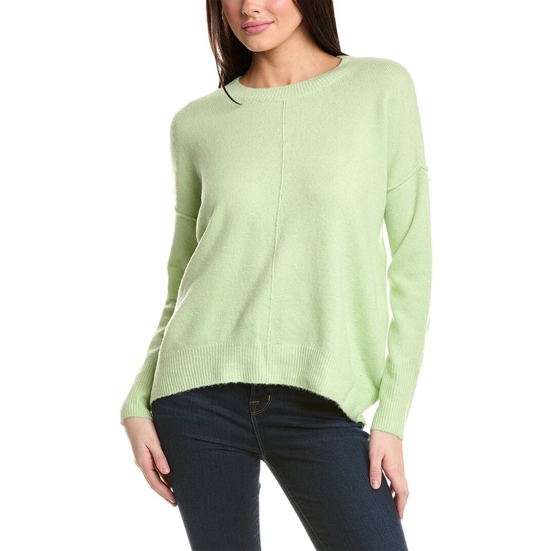 Vince Camuto Women’s Light Green Ribbed Crewneck Long-Sleeve Sweater |Vince Camuto In Lebanon