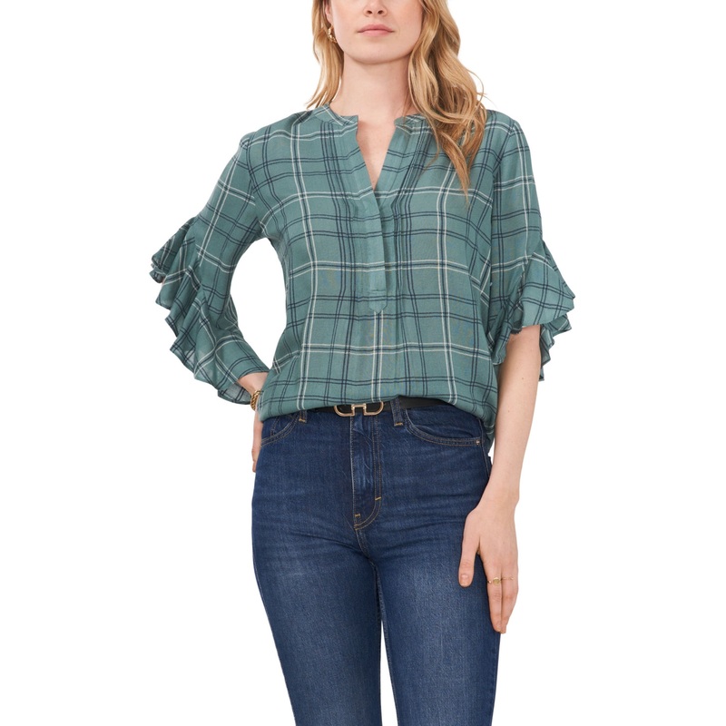 Vince Camuto Women’s Light Petrol Short-Sleeve Blouse | Vince Camuto In Lebanon