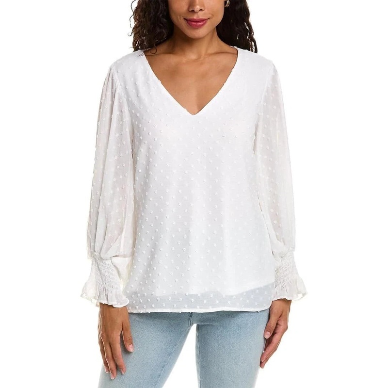 Vince Camuto Women’s White V-Neck Blouse  | Vince Camuto  In Lebanon