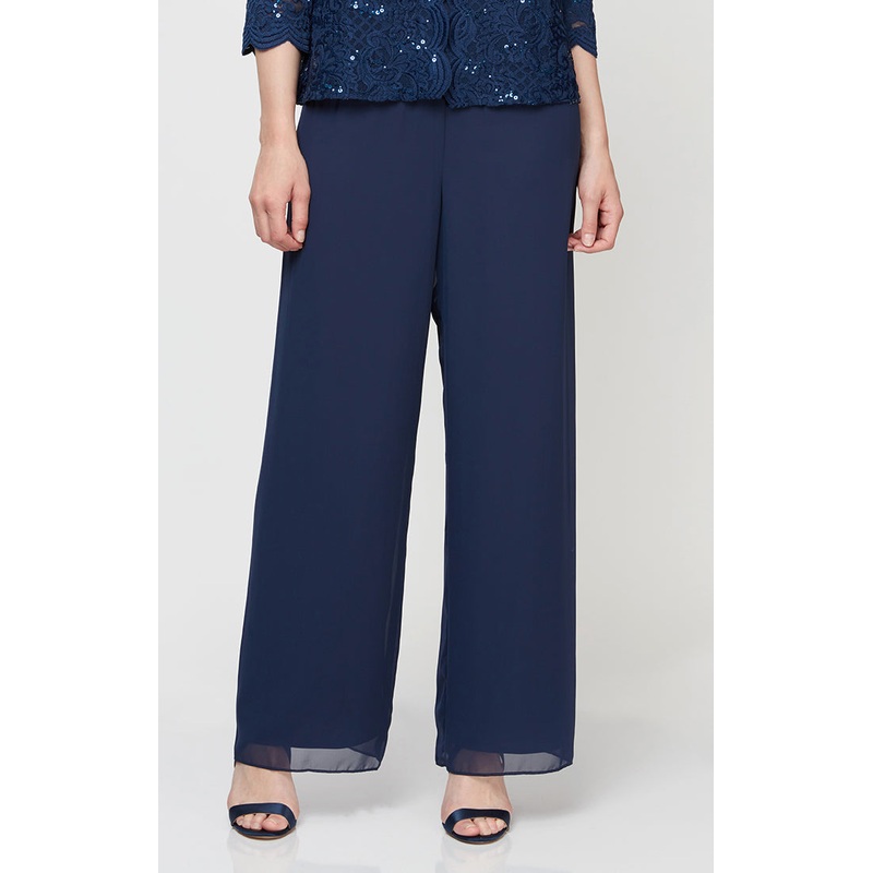 Alex Evenings Women’s Navy Straight Leg Chiffon Pant | Alex Evenings In Lebanon