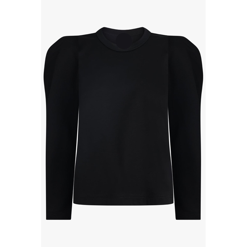 Derek Heart Women’s Black Crewneck Puff-Shoulder Long-Sleeve Blouse |Derek Heart In Lebanon