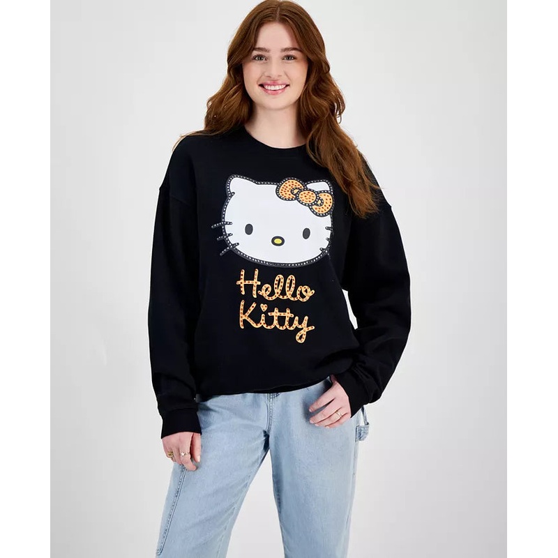 Grayson Threads Women’s Black Hello Kitty Rhinestone Graphic Sweatshirt |Grayson Threads In Lebanon