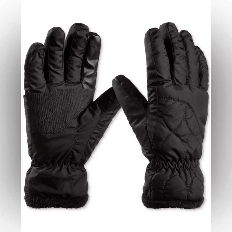 Isotoner Women’s Black Insulated Fleece-Trim Waterproof Ski Gloves | Isotoner In Lebanon