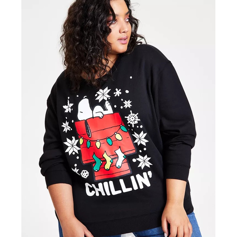 Love Tribe Women’s Black Trendy Plus Size Snoopy Chillin’ Sweatshirt |Love Tribe In Lebanon
