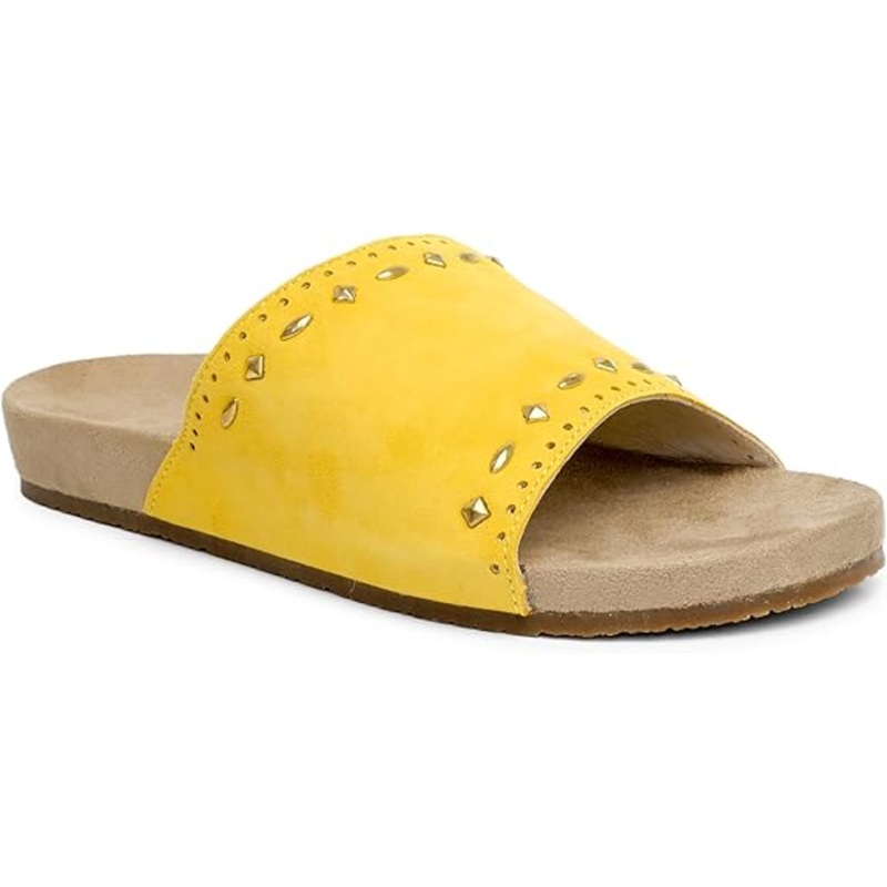 Revitalign Sofia Stud women’s Mineral Yellow Slide Sandal Slipper |Revitalign In Lebanon