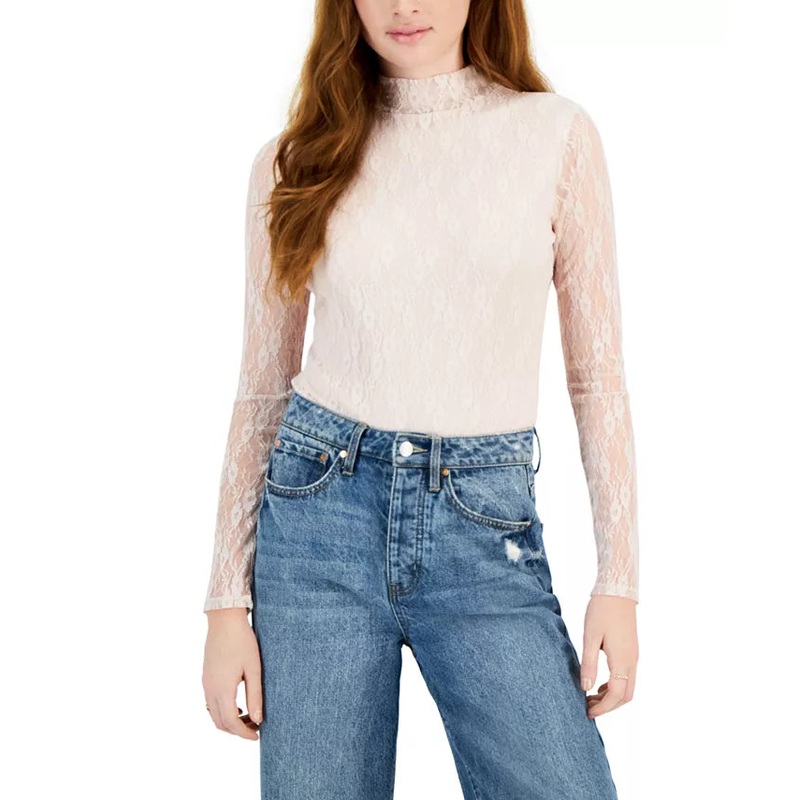 Self Esteem Women’s Off-White, Mock-Neck Long-Sleeve Bodysuit | Self Esteem In Lebanon