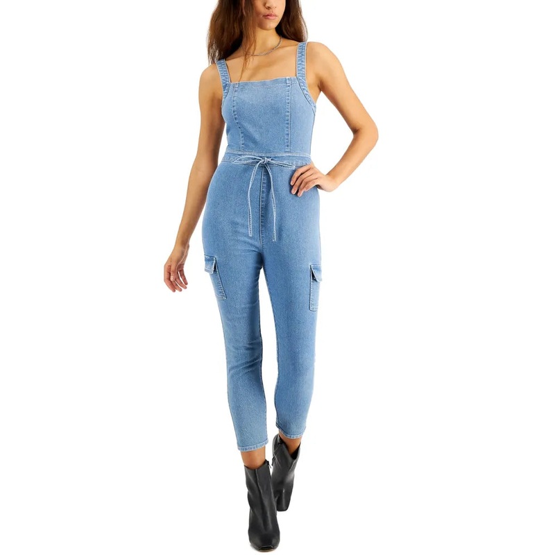 Tinseltown Women’s Blue Belted Denim Jumpsuit  |Tinseltown  In Lebanon