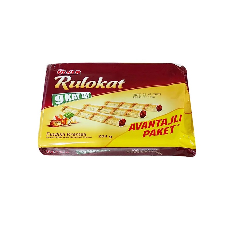 Ulker Rulokat Wafer Rolls With Hazelnut Cream Avantajli Packet 204g