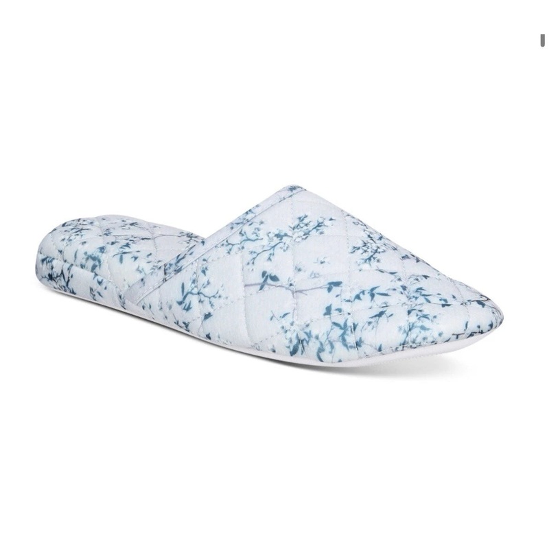 Charter Club Women’s Light Gray Cherry Blossom Printed Quilted Slide Slippers |Charter Club In Lebanon