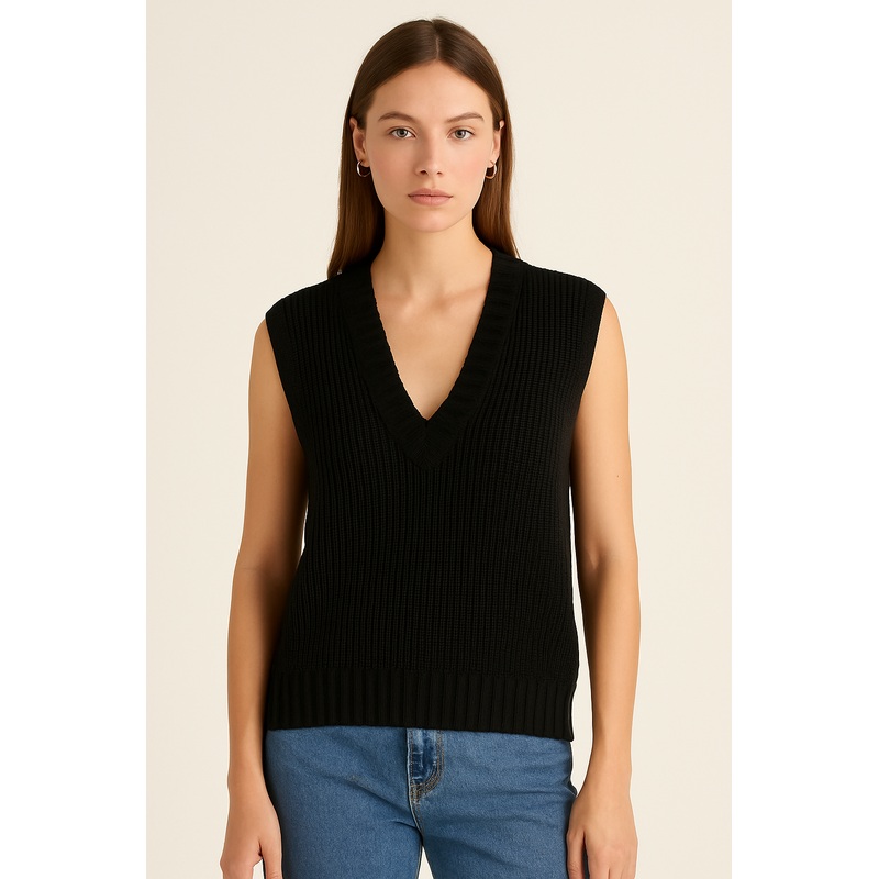 Cotton On Women’s Black V Neck Sleeveless Sweatshirt | Cotton On In Lebanon