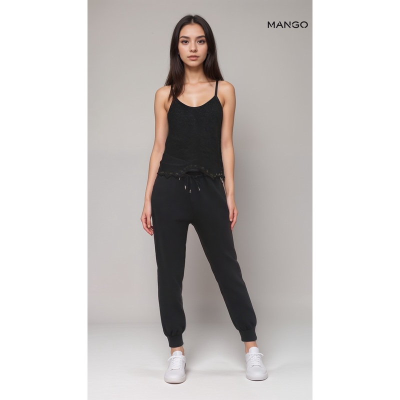 Mango Women’s Navy Blue Lace Sleeveless Top| Mango in Lebanon