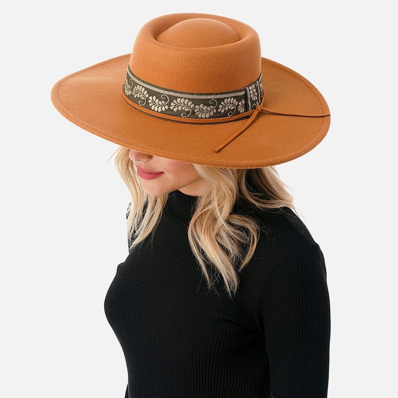 Marcus Adler Women’s Camel Wool Blend Felt Hat With Paisley Print Band |Marcus Adler In Lebanon
