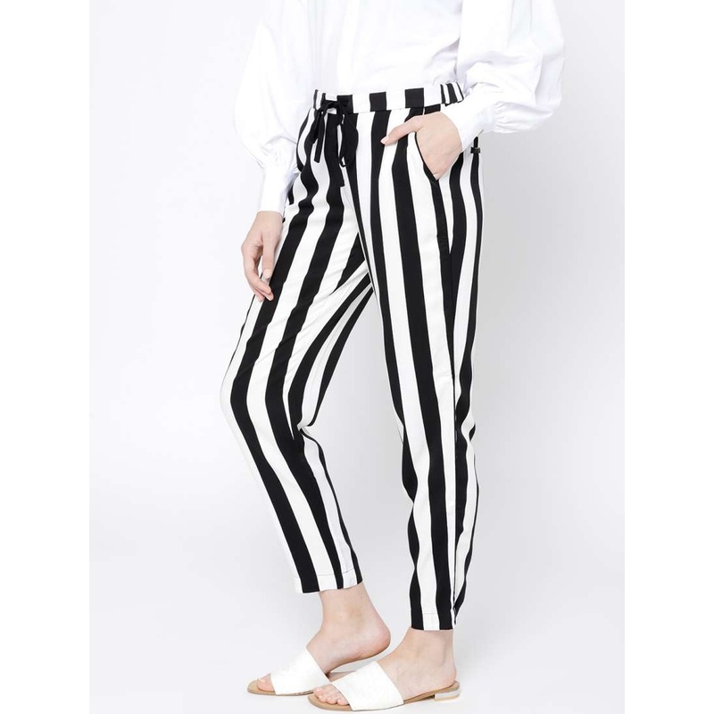 Mango Women’s Black & White Striped Pants | Mango In Lebanon