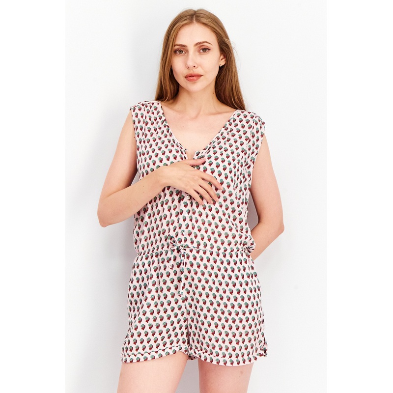 Mango Women’s Pink Printed Sleeveless Romper |Mango In Lebanon