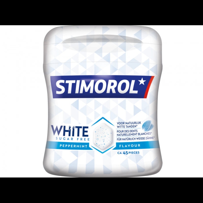 Stimorol Dental White Peppermint Chewing Gum Sugar Free Jar 76,5g